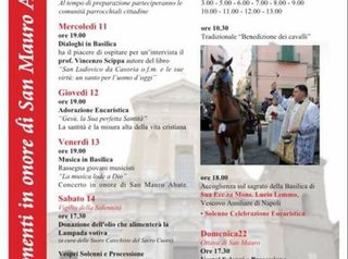 San Mauro: la locandina con tutti gli appuntamenti per festeggiare il Santo Patrono