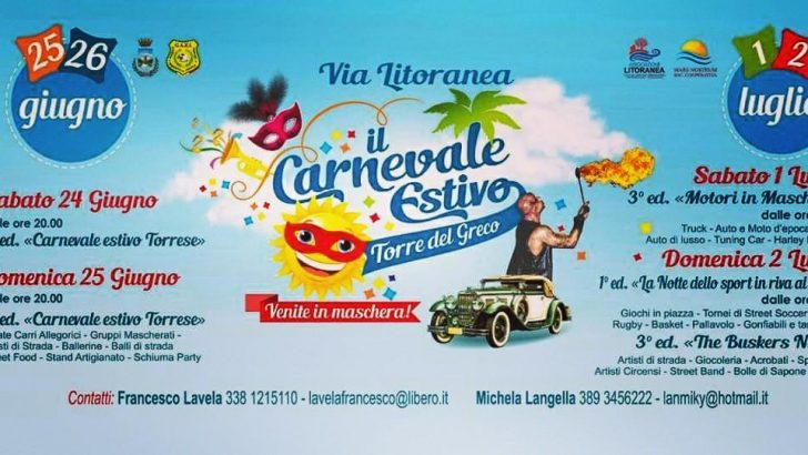 Il 24, 25 giugno, 1 e 2 luglio a Torre del Greco ‘È tempo di Carnevale!’