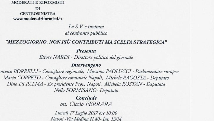 ‘INSIEME’ PER IL SUD, lunedì 17/07 a Napoli confronto pubblico