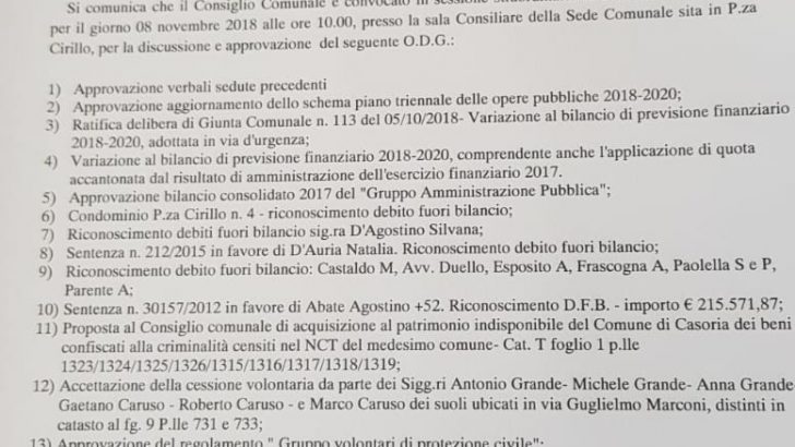 Convocazione Consiglio Comunale