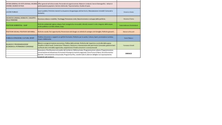Giunta, cambio di deleghe tra gli assessori