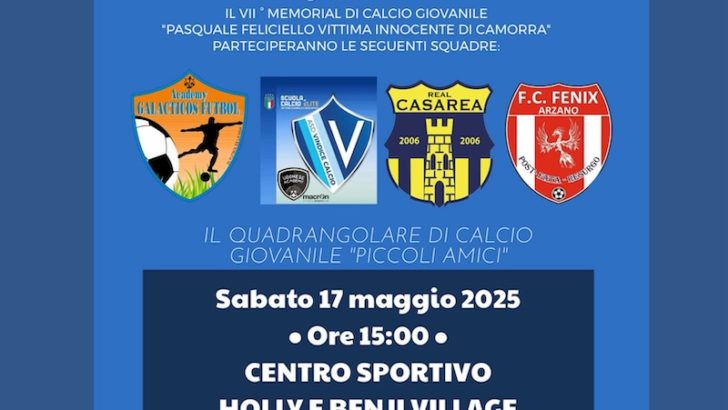 Sabato 17 maggio a Casalnuovo un quadrangolare in memoria di Pasquale Feliciello, vittima innocente di camorra