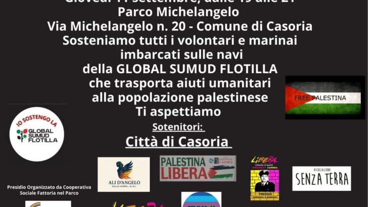 Presidio per Gaza, “Insieme siamo più forti”: giovedì 11 settembre al Parco Michelangelo
